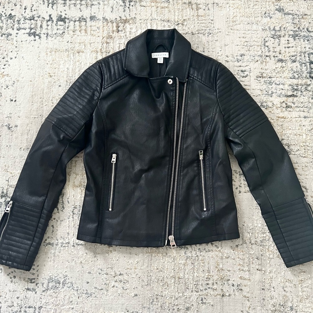 Topshop Vegan Leather Moto Jacket Size 4